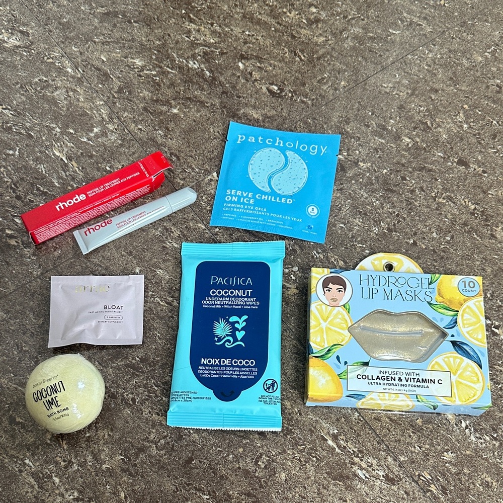 Rhode peptide lip treatment and other makeup products